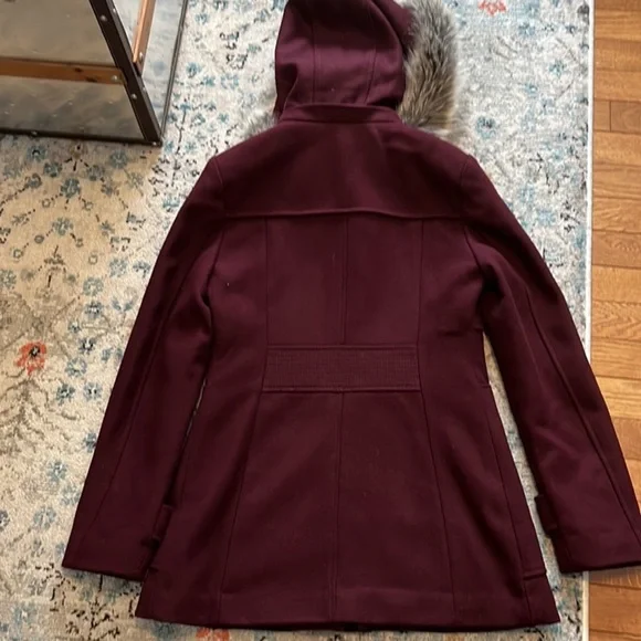 Kenneth Cole Wool Coat with Detachable Faux Fur Trim Hood - Picture 13 of 16